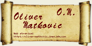 Oliver Matković vizit kartica